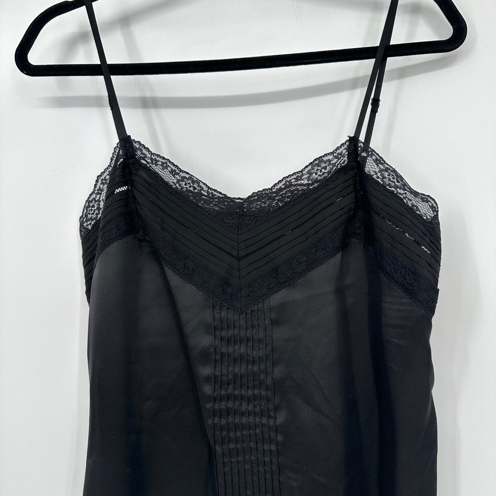 WHBM Black 100% Silk Lace Trim Cami Camisole Tank Feminine Goth Whimsygoth S